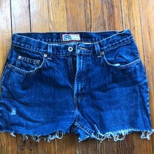 Dark blue denim shorts
